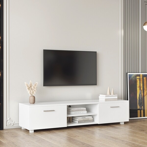 63 inch TV Stand Media Center with 2 Large-Capacity Side Door Cabinet