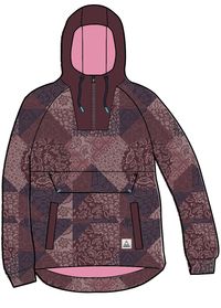 Ocean Recycled Insulated 1/2 Zip Jacket - Boho Broken Patchwork Wine