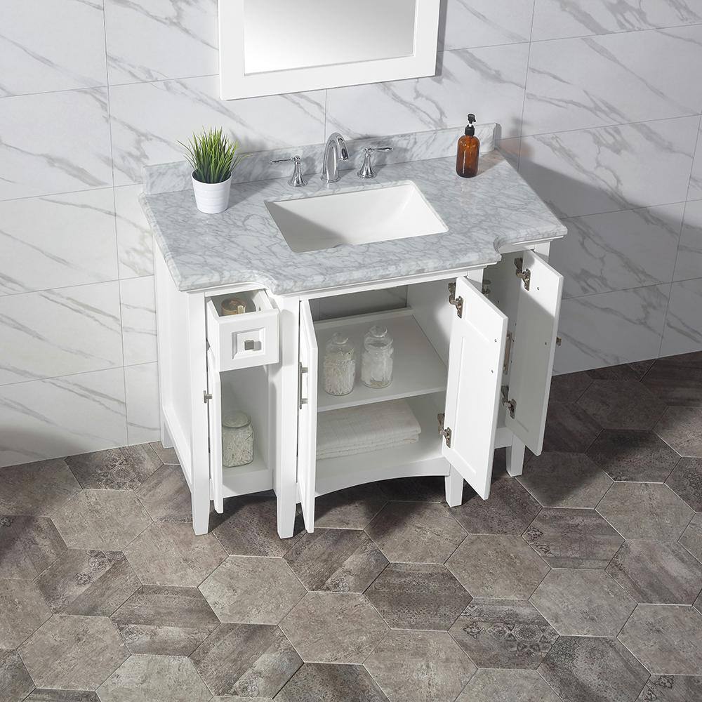 Home Decorators Collection Sassy 42 in. W x 22 in. D x 35 in. H Bath Vanity in White with Marble Vanity Top in White with White Sink Sassy 42