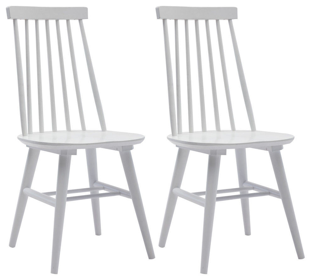 Set of 2 Farmhouse Spindle Wood Windsor Dining Chairs   Midcentury   Dining Chairs   by Duhome inc  Houzz