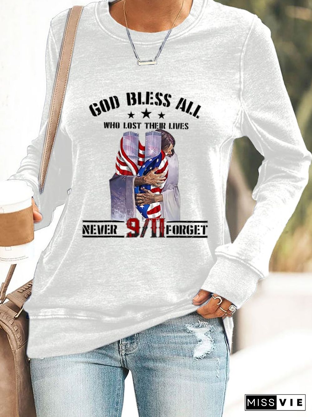 Women'S Casual God Bless All Who Lost Their Lives Never Forget 9.11 - Perfect Long-Sleeved Sweatshirt