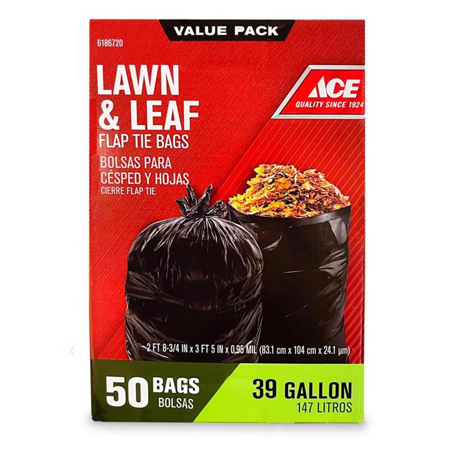 Ace 39 gal Lawn and Leaf Bags Flap Tie 50 pk