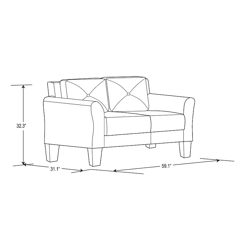 Lifestyle Solutions Hartford Rolled Arm Loveseat