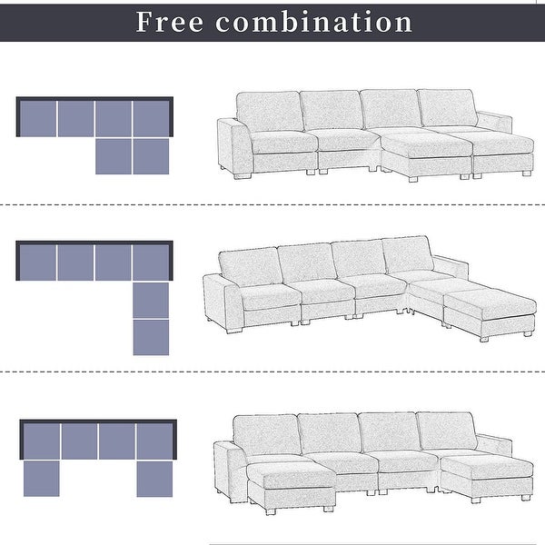 3 Pcs U Shaped Sectional Sofa， 130.7