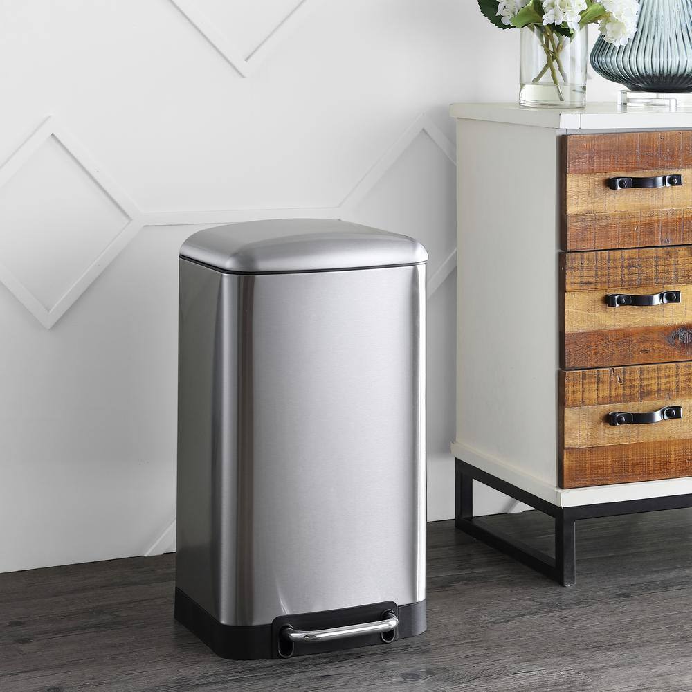 happimess Ashley 8 Gal. Rectangular Stinless Steel Trash Can with Soft-Close Lid and Mini Trash Can HPM1008A