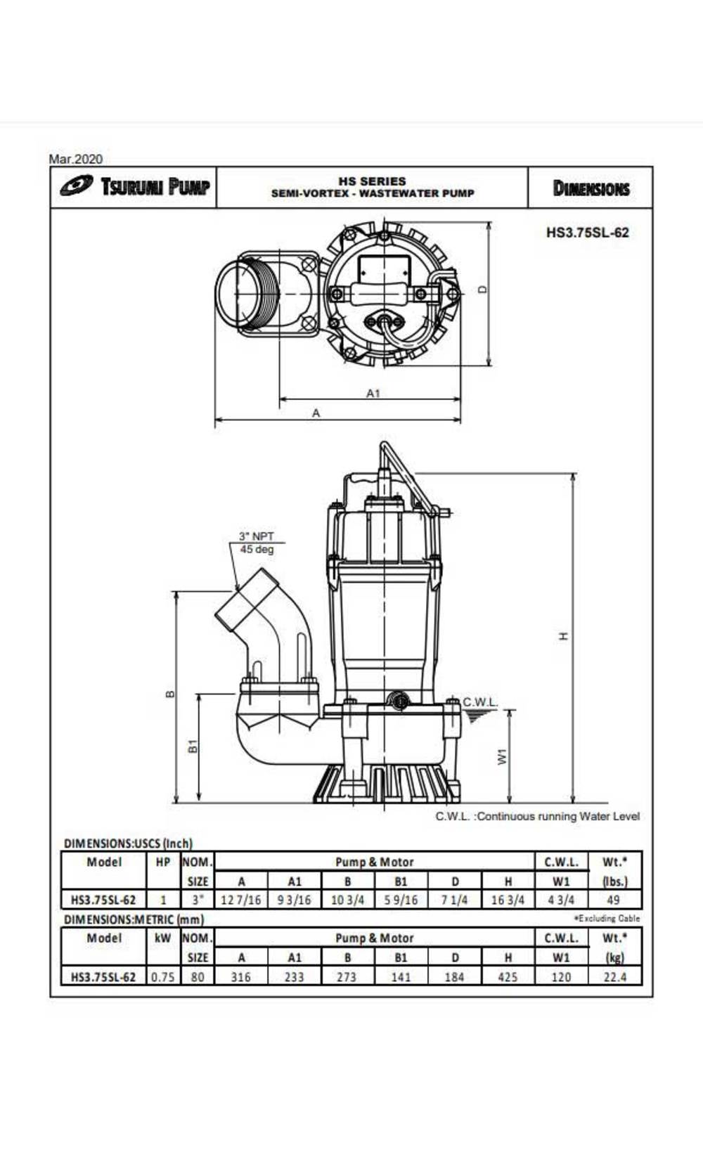 HS3.75SL Electric Submersible Pump