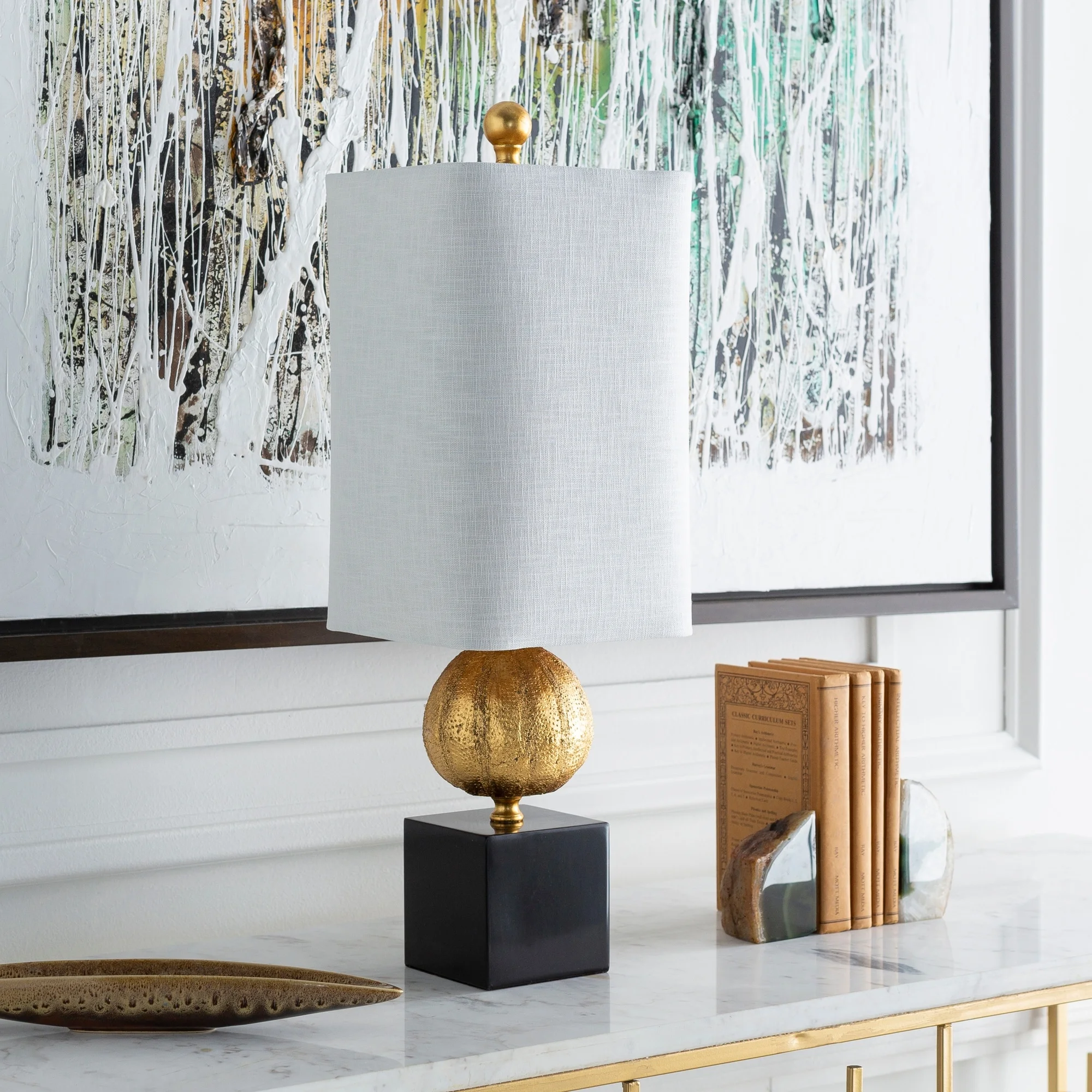 Eaya Table Lamp with Gold Base and White Shade