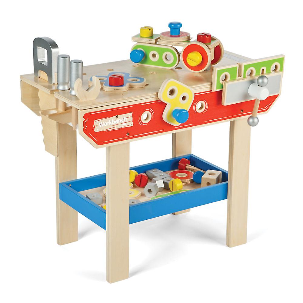 Tidlo Wooden Pretend Play Workbench with Tools Construction Building Play