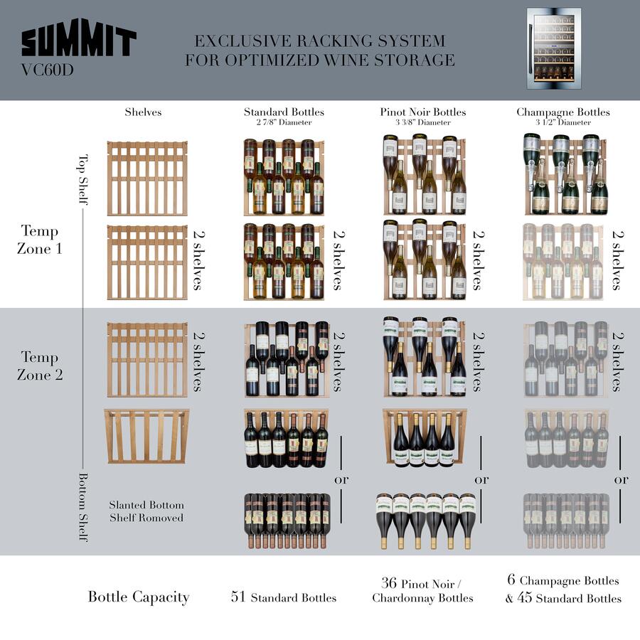 Summit VC60D 24 Inch Stainless Steel Wine Cooler