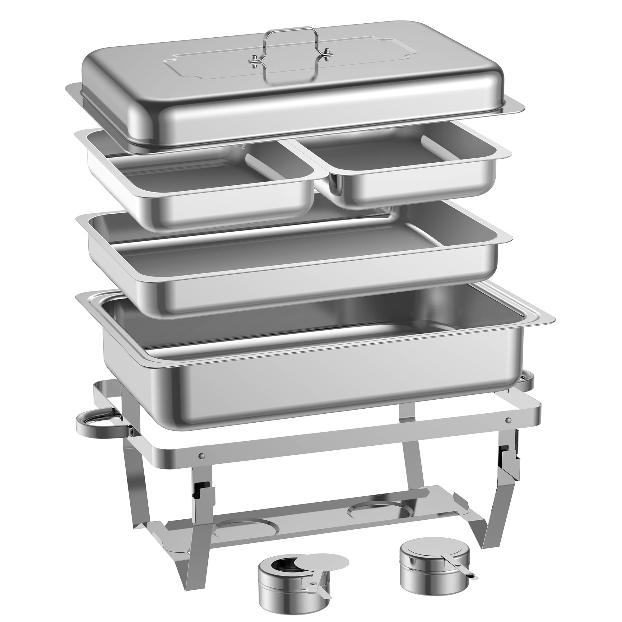 Famistar 6 Pack Stainless Steel Chafing Dish Buffet Warmer Set for Parties， Wedding， Birthday， Holiday