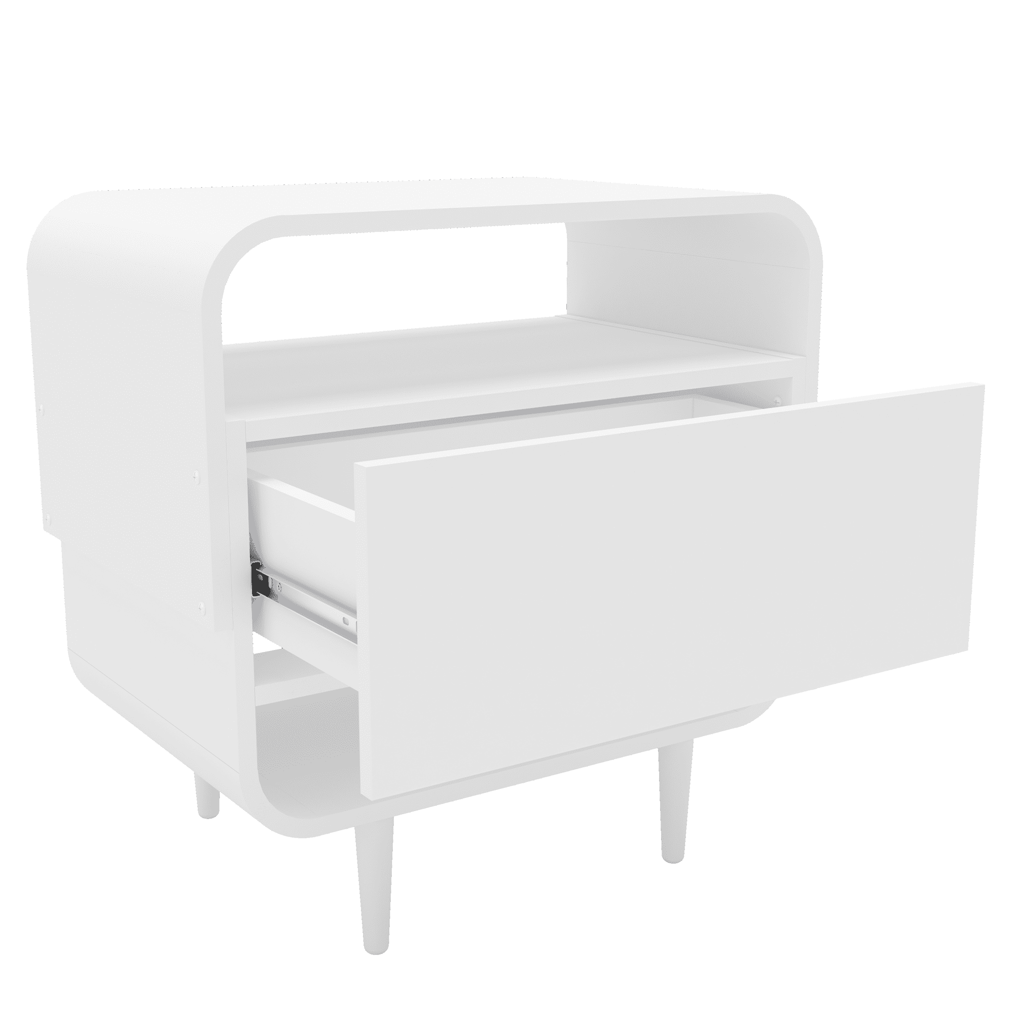 Boahaus Cadiz Modern One Drawer Nightstand, White Finish, for Bedroom