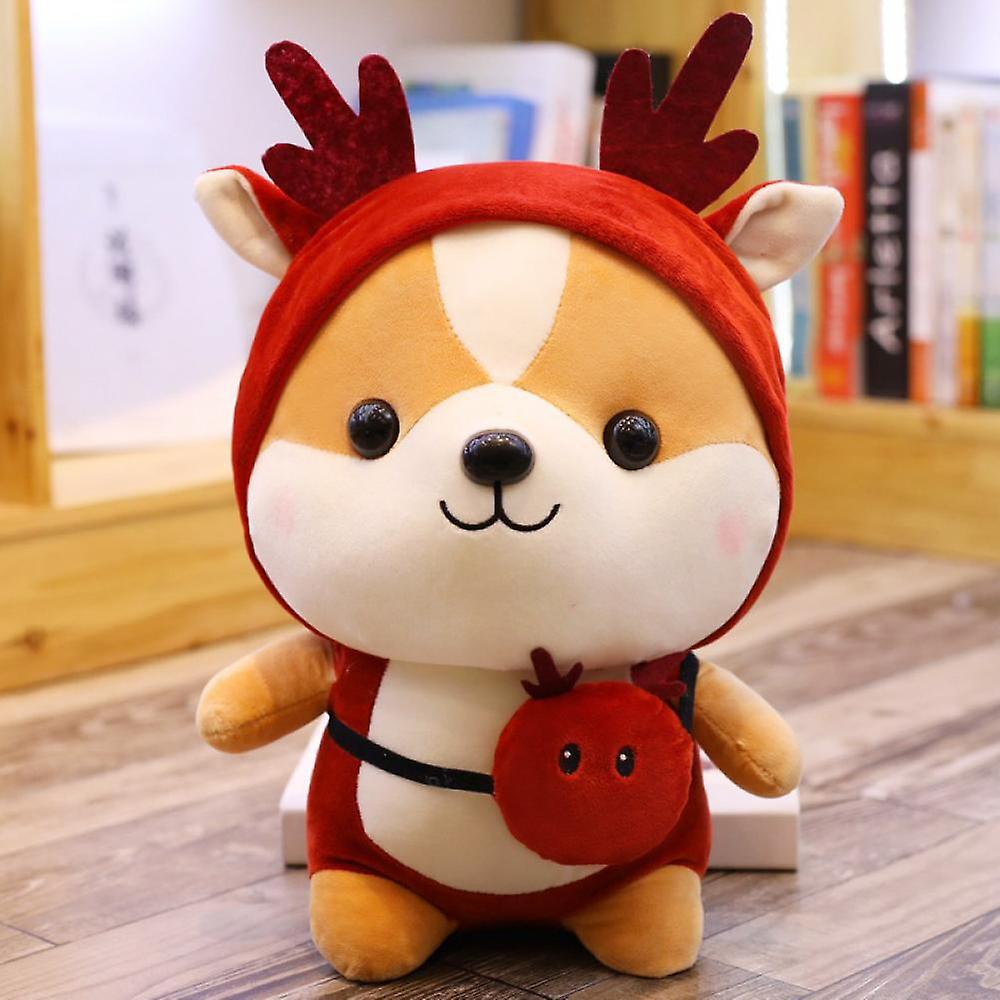 Squirrel Stuffed Animal Wearing Red Deer Outfit， Adorable Plushies Doll Play Toys For Kids Girls Boys Adults Birthday Christmas (red， 13.7 Inch)