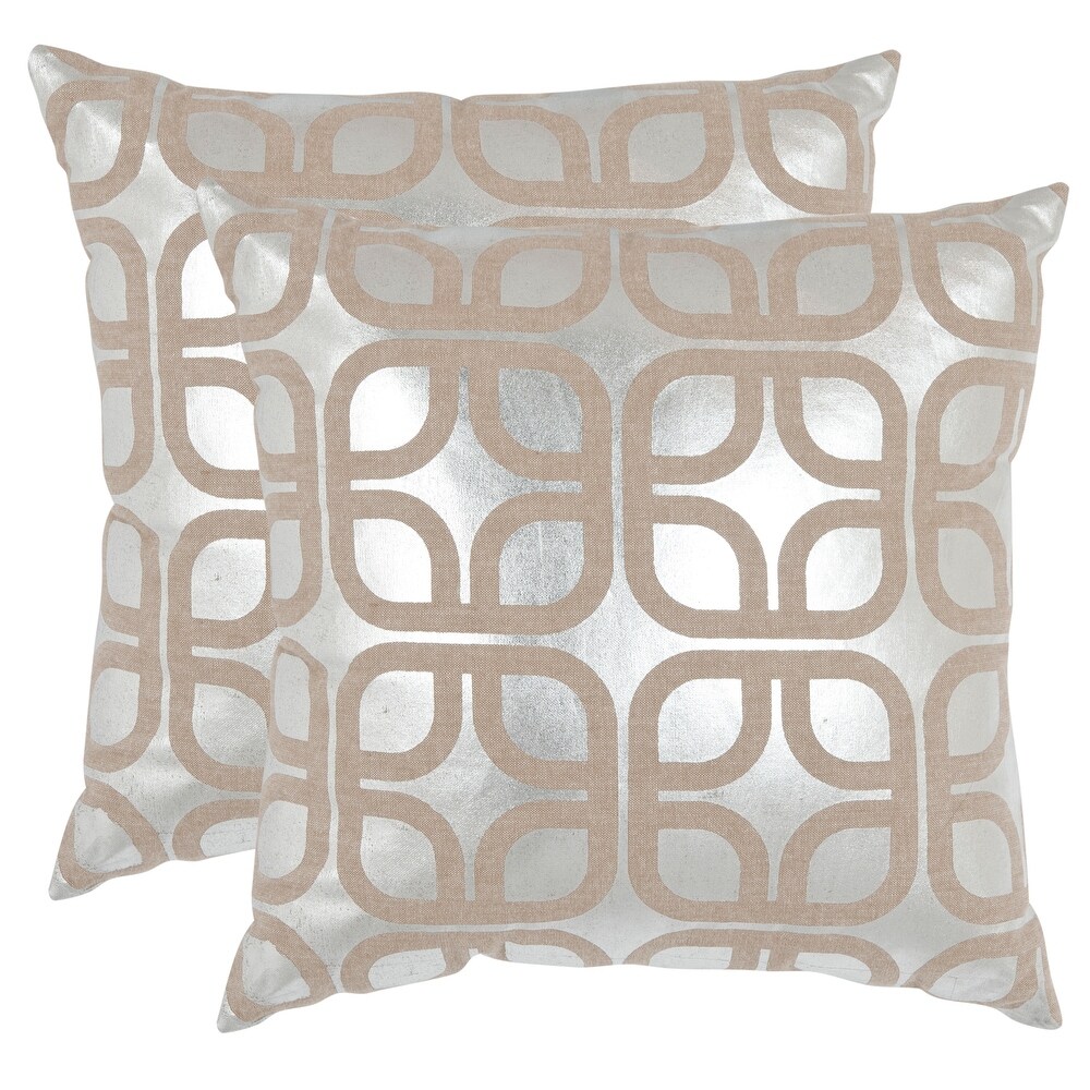 SAFAVIEH Cole Silver 18 inch Square Throw Pillows (Set of 2)