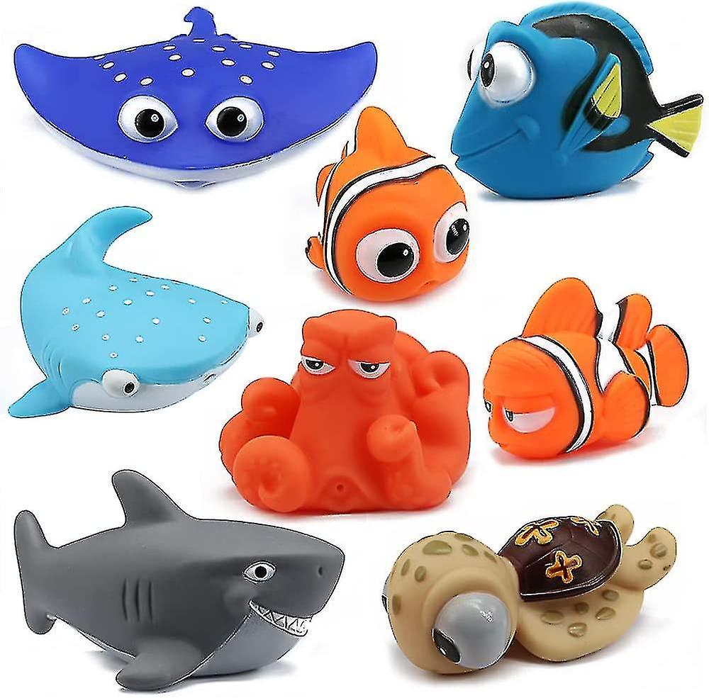 Baicccf 8pcs Finding Dory Nemo Bath Squirt Toys， Floating Sea Animals (shark Octopus Clownfish Turtl