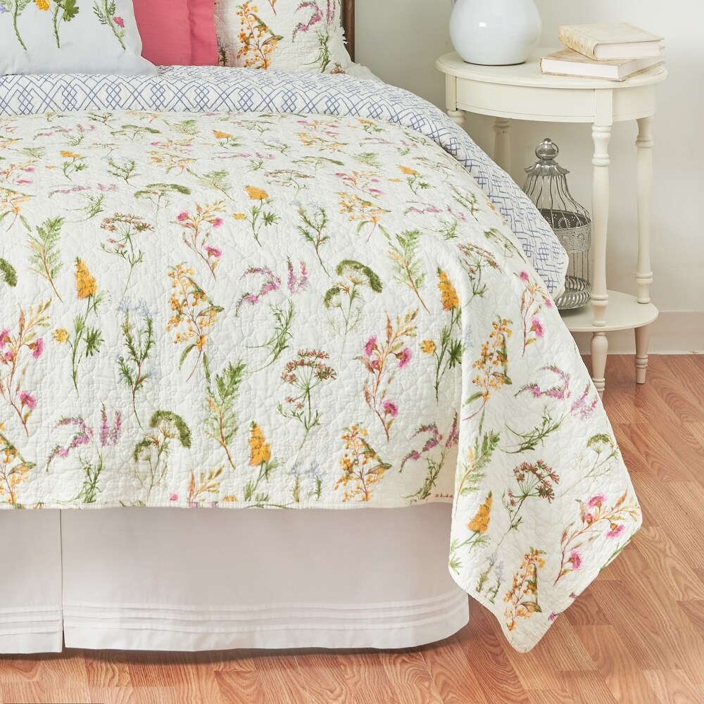 Genevieve Floral Botanical Twin Quilt Set