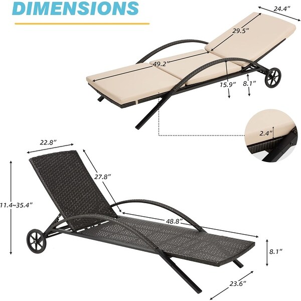 EROMMY Outdoor Patio Lounge Chair，Adjustable Recliner Outdoor Lounge Chairs，Multiple Colors Available