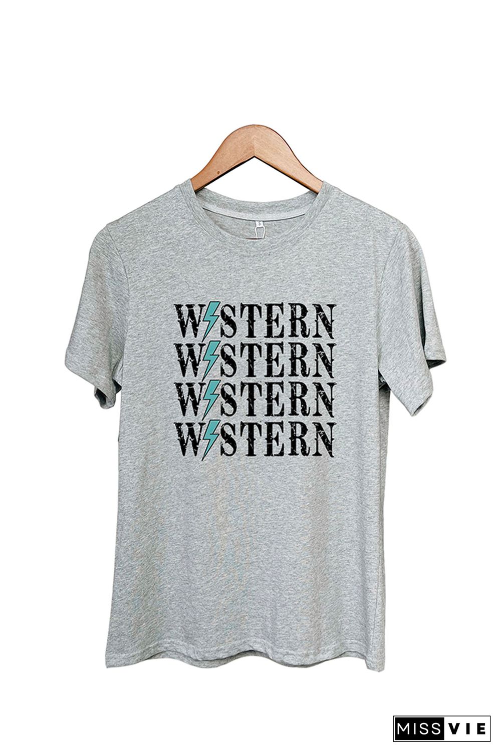 Western lightening Bolt Short Sleeve Graphic Tee Wholesale