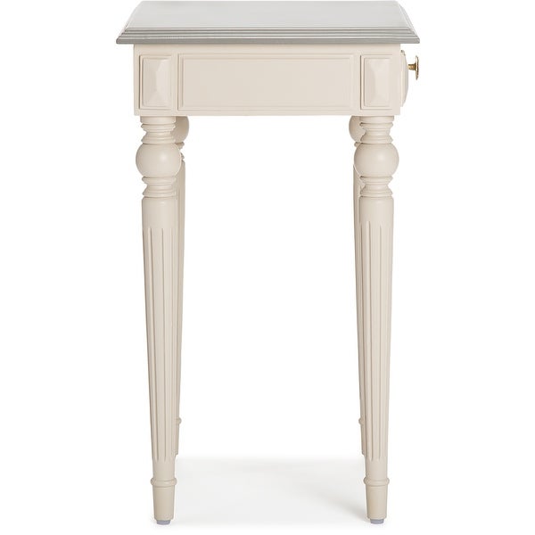 ClickDecor Amos Side Table with Drawer， Cream/Gray