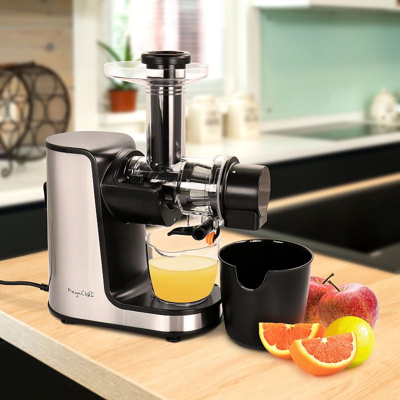 MegaChef Pro Masticating Slow Juicer Extractor with Reverse Function， Cold Press Juicer Machine with Quiet Motor