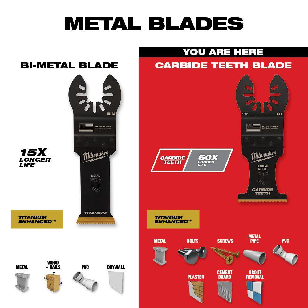 MW 1-38 in. Carbide Universal Fit Extreme Metal Cutting Oscillating Multi-Tool Blade (10-Pack) 49-25-1505-2X