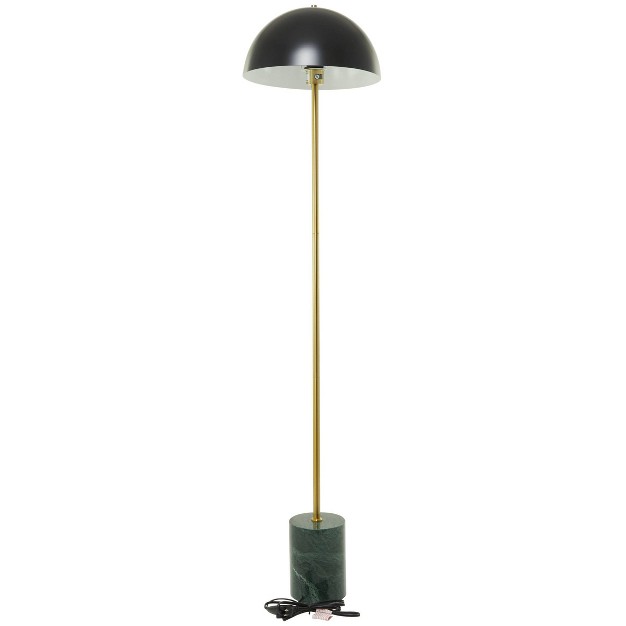 Metal Umbrella Style Floor Lamp With Marble Base Black includes Led Light Bulb Olivia amp May