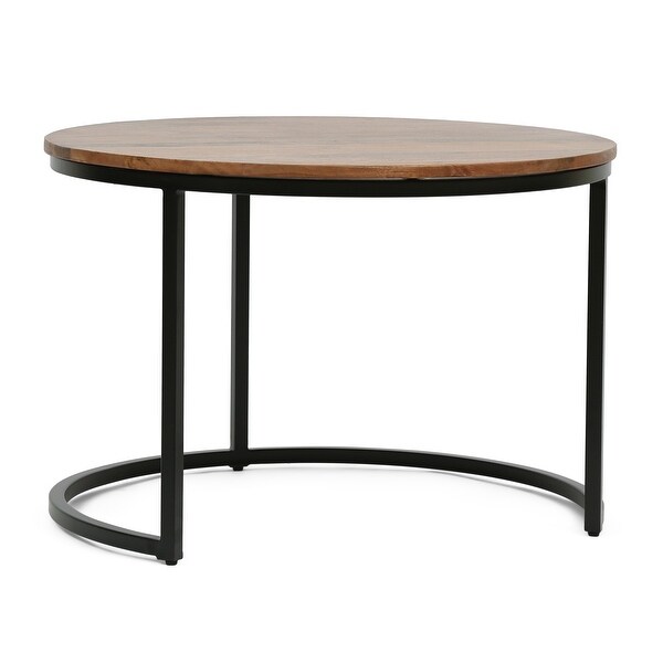 Modern 3Piece Black+Natural Nesting Coffee Table Set