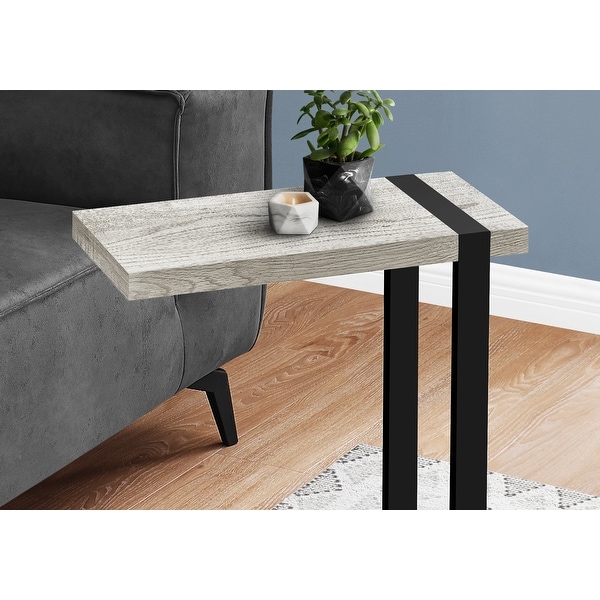 Modern C- Shaped Accent Table Reclaimed Wood-Look / Black Metal - 19.25