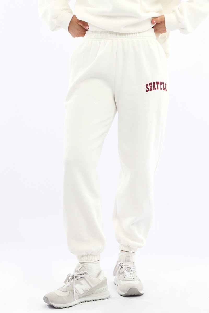 White Track Pants Jogger