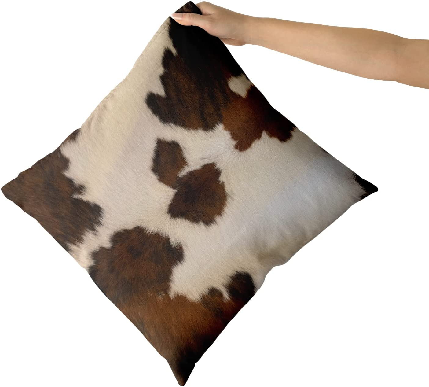 Set of 2 Decorative Cotton Pillows Covers Cow Skin Abstract Africa Animal Farm Fashion Home Sofa Cushion Cover Throw Pillowcase Gift for Couch Indoor Bed 18 x 18 Inch Square