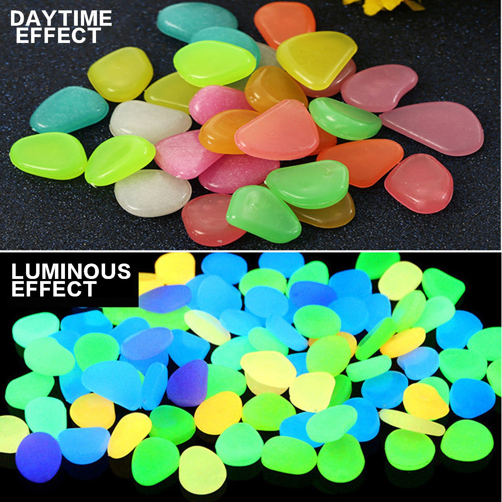 Mchoice Decorative Stones Glow in The Dark Rocks, Glowing Pebbles Powered by Light and Solar Fish Tank Rocks, Decorations for Walkways, Gardens, Driveways or Houseplants