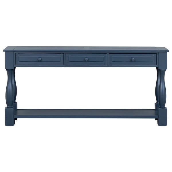 Long Extra-thick Sofa Table with Drawers and Shelf for Entryway