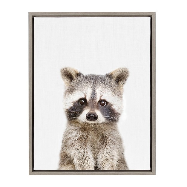 X 24 quot Sylvie Raccoon Framed Canvas By Amy Peterson Gray Kate And Laurel