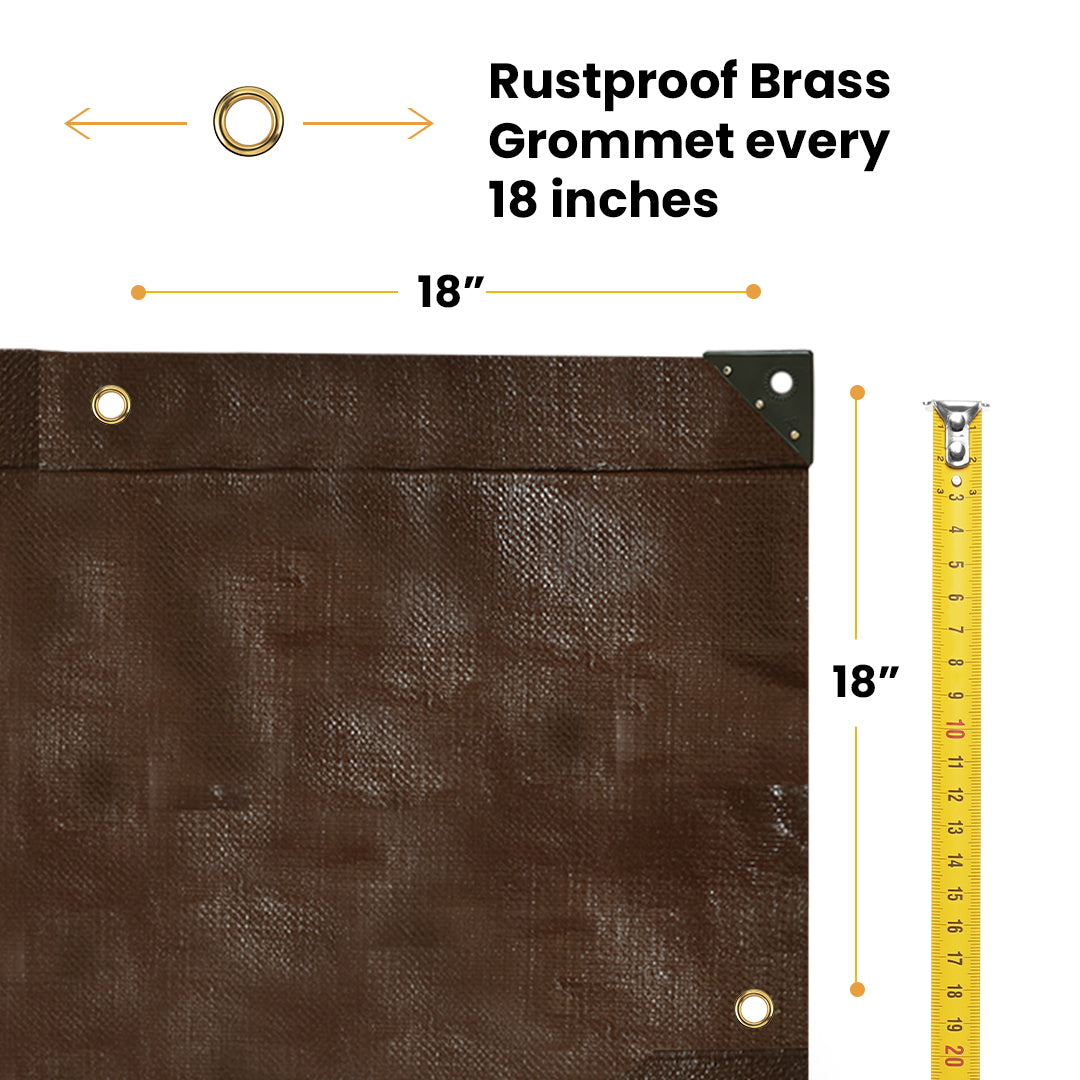 WHITEDUCK 40' x 60' Super Heavy Duty Poly Tarp Thick 16 Mil, Waterproof 100% UV Resistant Rip/Tear Proof Tarp w/Rustproof Grommets & Reinforced Edges (Brown)