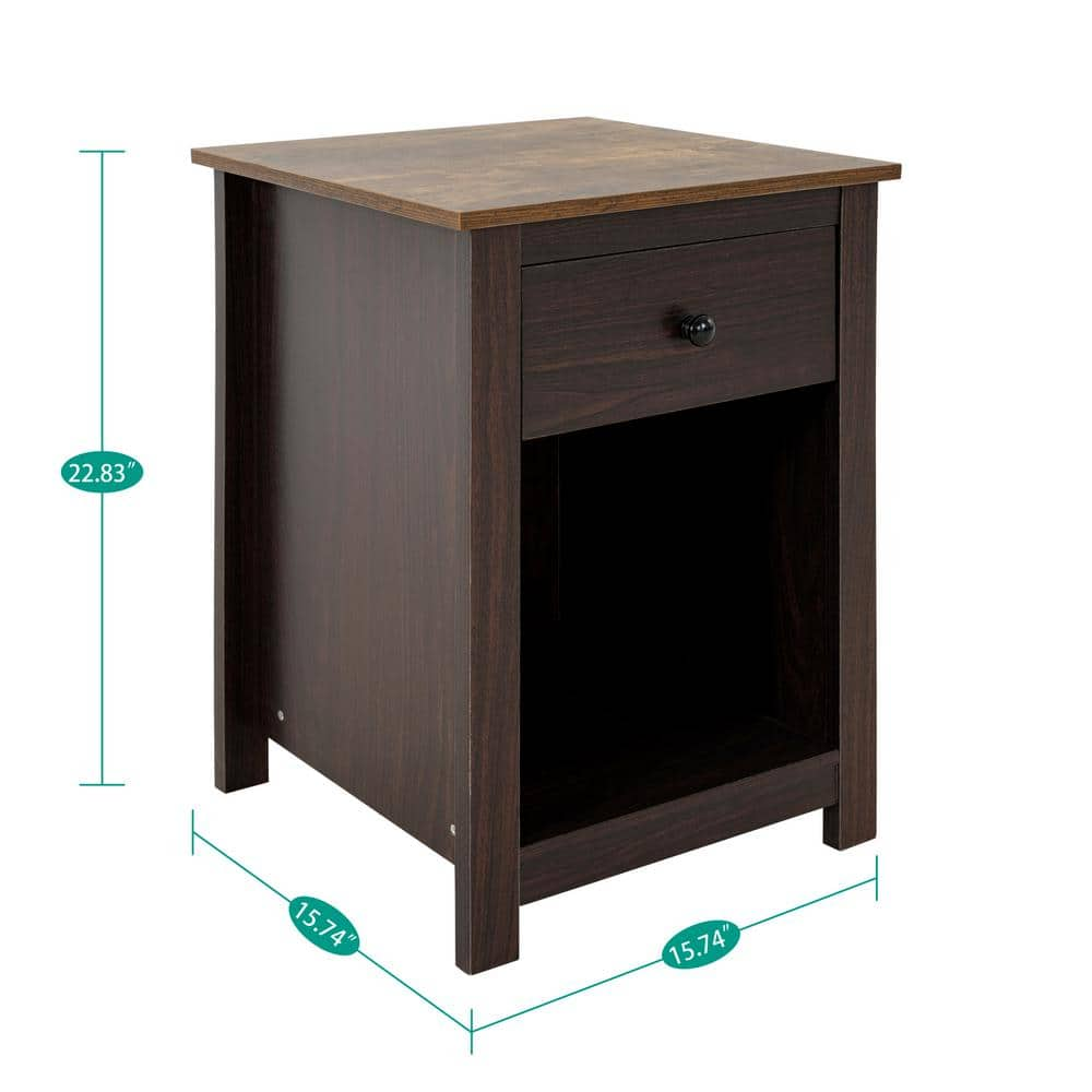 HOMESTOCK 1-Drawer Espresso 22.83 in. H x 15.74 in. W x 15.74 in. D MDF Engineered Wood Lateral File Cabinet 81680HD