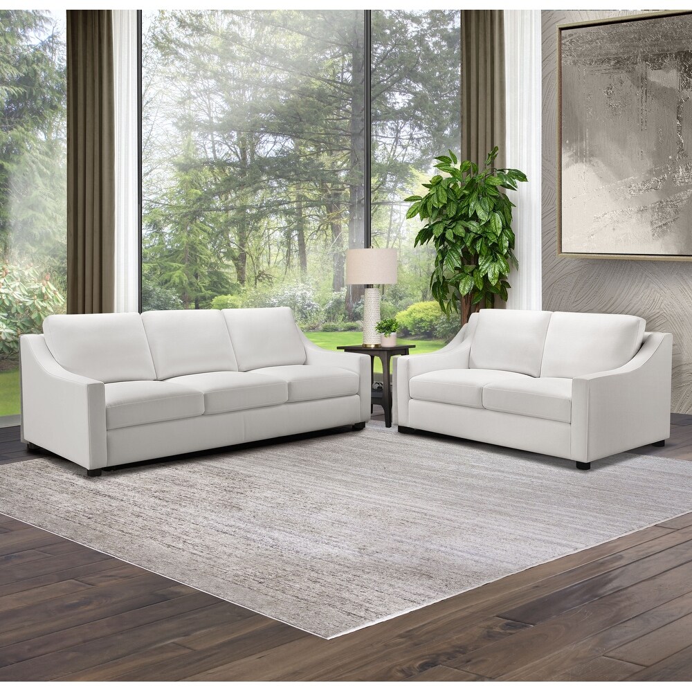 Abbyson Garcelle 2 Piece Stain Resistant Fabric Sofa and Loveseat Set