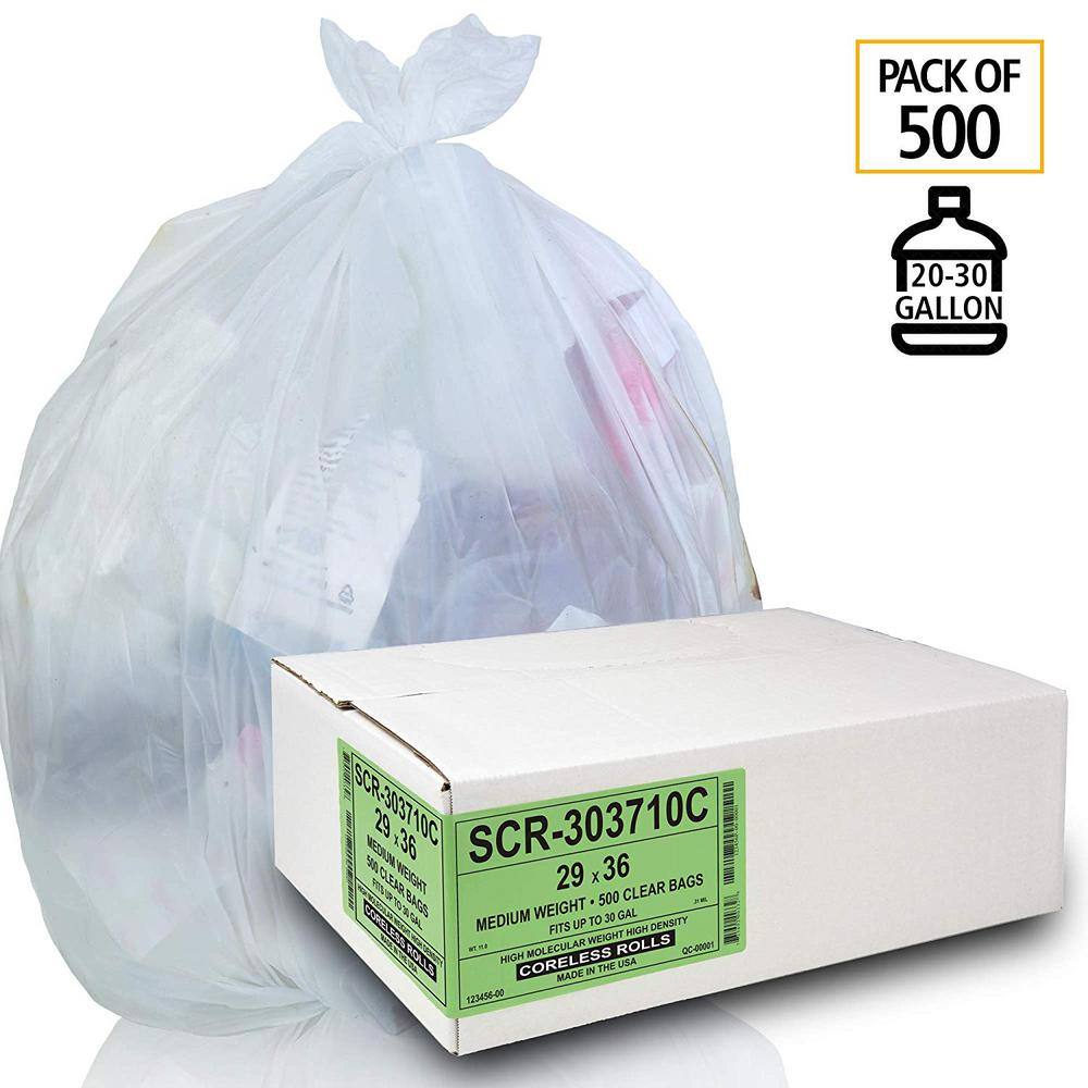 20 Gallon to 390 Gallon Clear Source Reduction SCR Trash Bag (500-Count) SCR-303710C