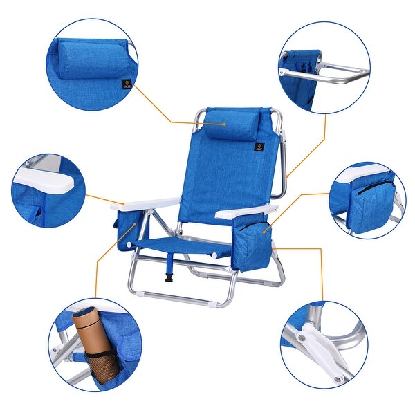 Backpack Beach Chair with Cooler and Umbrella，Cup Holder Outdoor，Ideal for Camping，BBQs，Travel，and Picnics