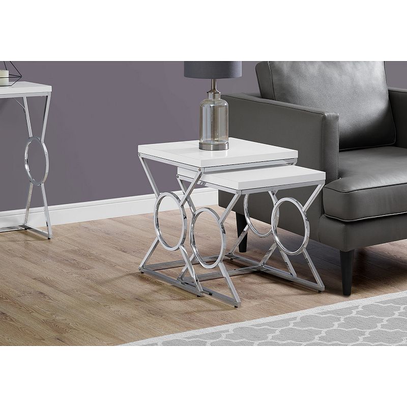 Monarch Contemporary Geometric Nesting End Table 2-piece Set