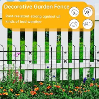 Oumilen 30-Pack No Dig Fence Decorative Garden Fence Border Rustproof Black Metal LT-K299