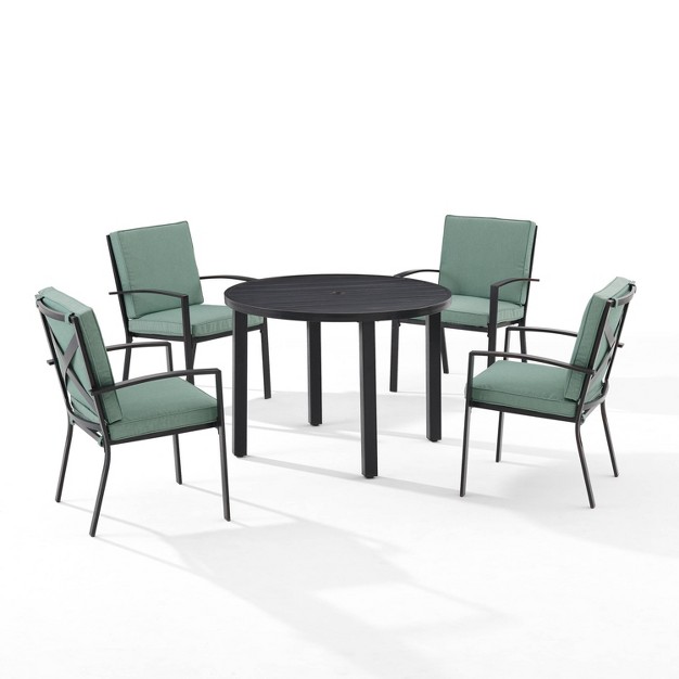 5pc Kaplan Outdoor Steel Round Dining Set Mist bronze Crosley