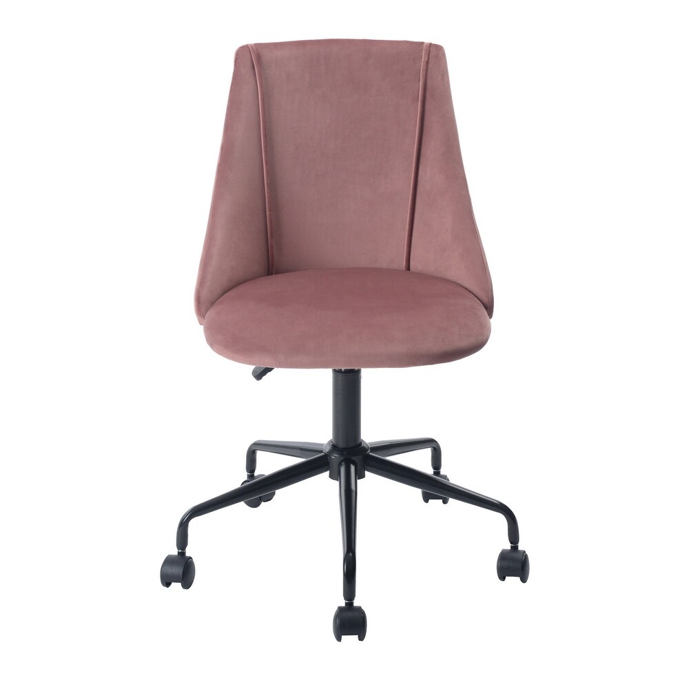 Velvet Upholstered Vanity Chair  Office Chair with Rolling Swivel