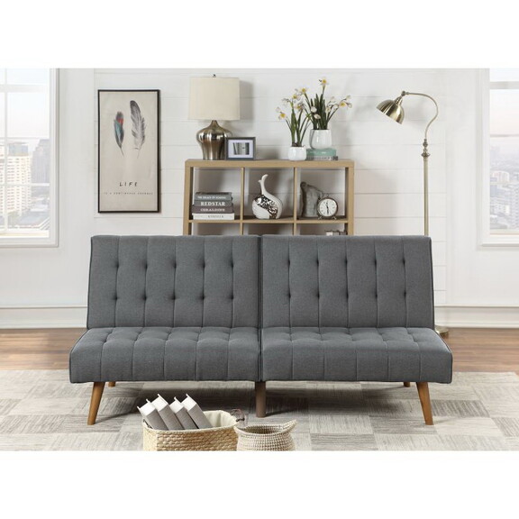 ADJUSTABLE SOFA in Black Faux Leather B089127410