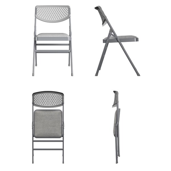 Ultra Comfort Commercial XL Premium Fabric Padded Folding Chair， ANSI/BIFMA 300 lb. Weight Rating， Triple Braced， Gray， 2-Pack