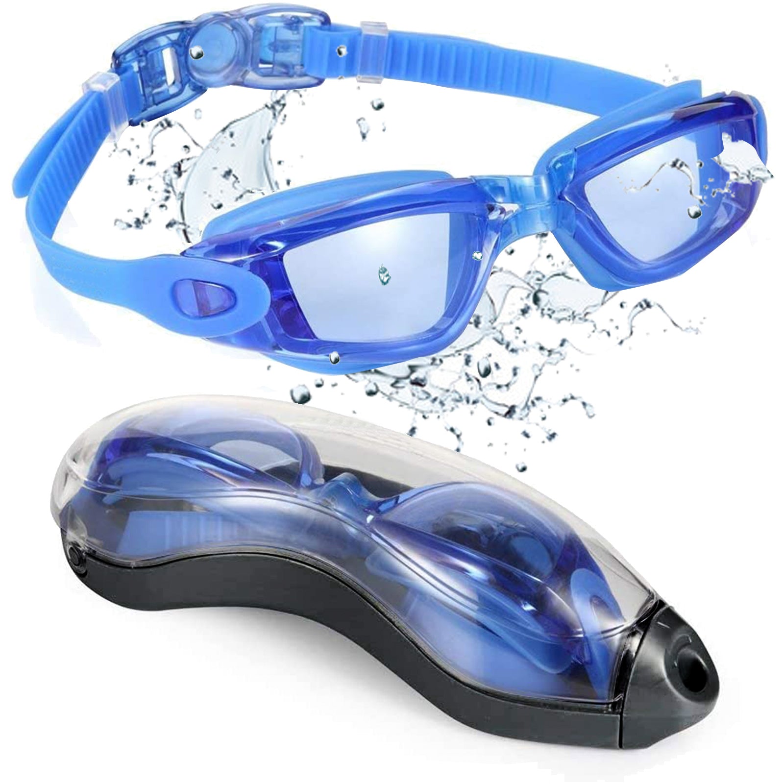 Semfri Swim Goggles Blue Swimming Goggles No Leaking Full Protection Adult Men Women Youth