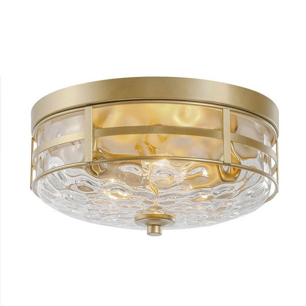 Mid-century Modern 3-light Gold Flush Mount Lights Glass for Kitchen Island - D 12.5x H 6