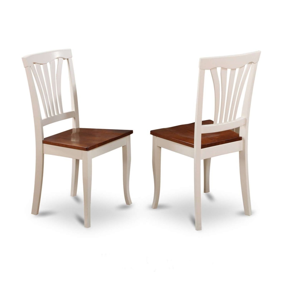 East West Furniture Avon Chair For Dining Room with Wood Seat - Buttermilk and Cherry Finish - Set of 2