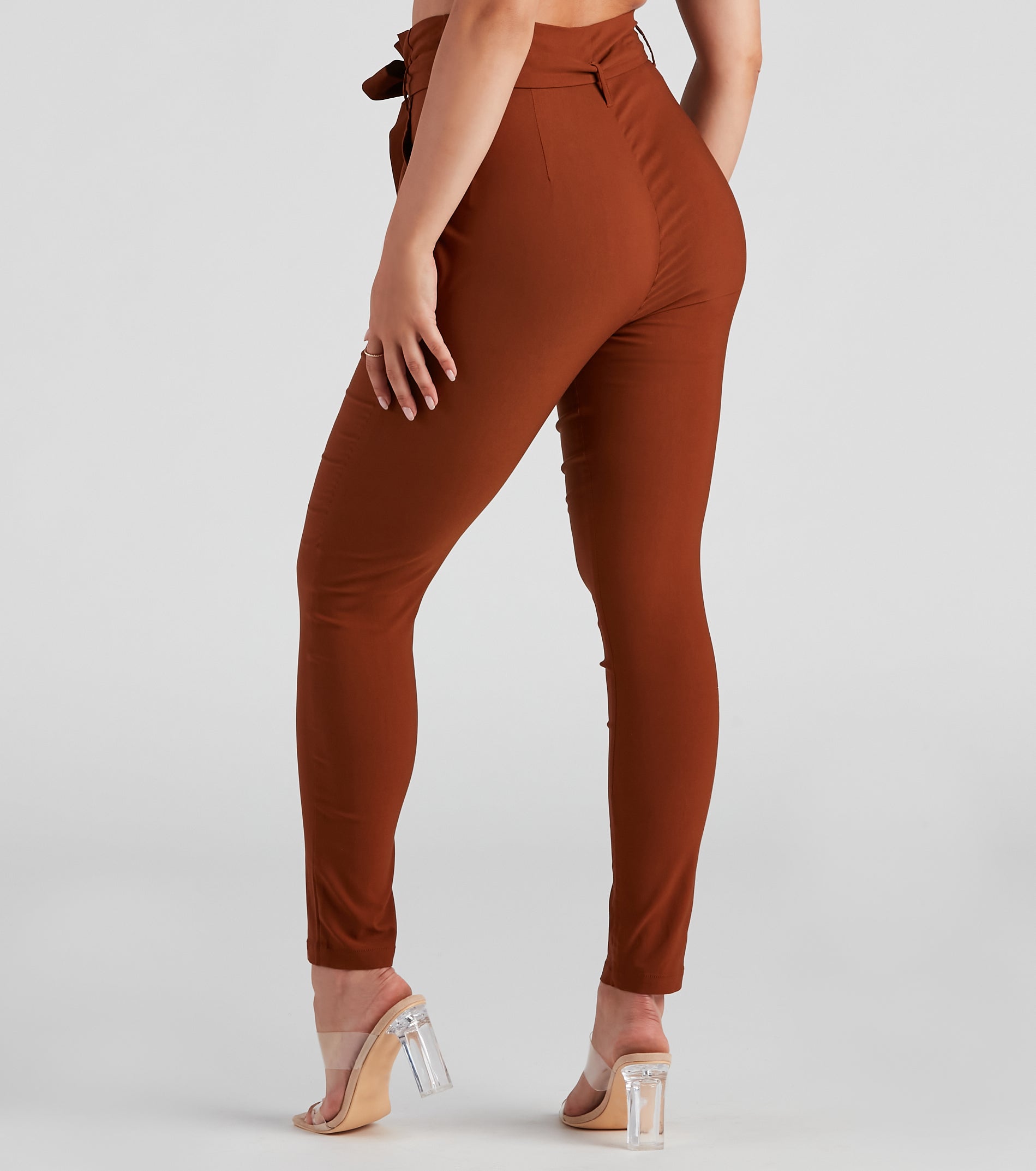 High Waist Paperbag Skinny Dress Pants