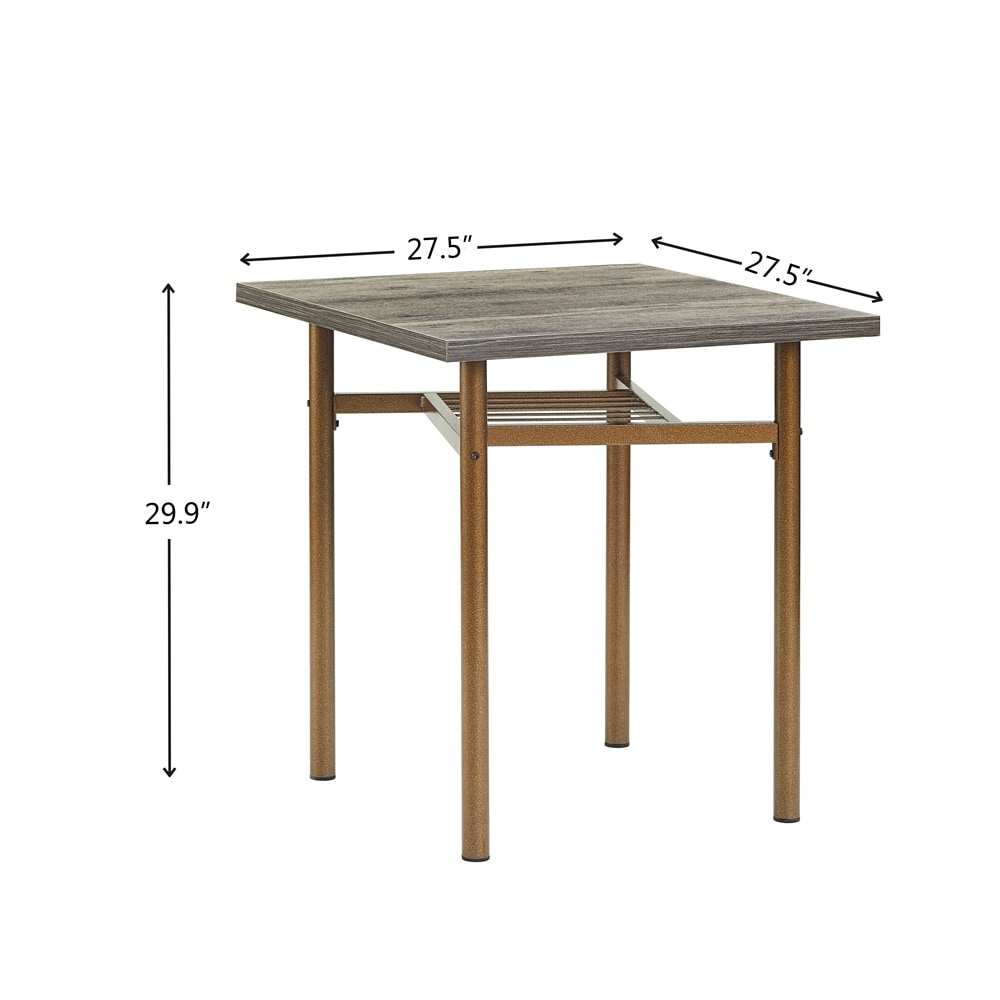 Dining Set for 2 Squre Wooden Dining Table w/4 Legs and 2 Metal Chair