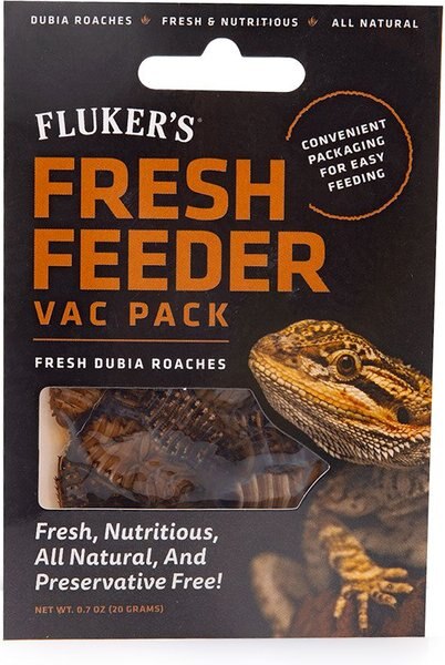 Fluker's Fresh Feeder Vac Pack Dubia Roaches Reptile Food， 0.7-oz bag