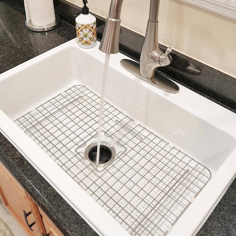 SINKOLOGY Jackson All-in-One Drop-In Fireclay 33 in. 3-Hole Single Bowl Kitchen Sink with Pfister Pfirst Faucet in Stainless SK411-33-PF1